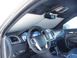 Heatshield Windshield Sun Shade for 2016 Chrysler 300 (interior view)