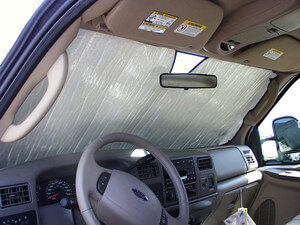 Heatshield Windshield Sun Shade for 2001 Ford F-550 (interior view)