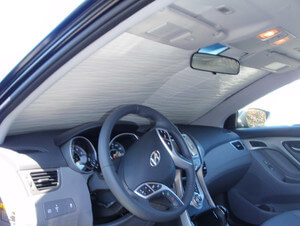 Heatshield Windshield Sun Shade for 2014 Hyundai Elantra (interior view)