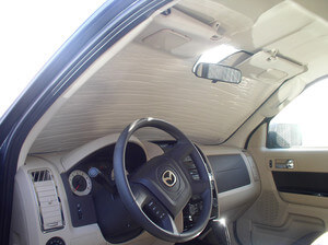 Heatshield Windshield Sun Shade for 2011 Mazda Tribute (interior view)