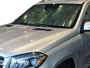Heatshield Windshield Sun Shade for 2017, 2018, 2019 Mercedes GLS-Class (exterior view)