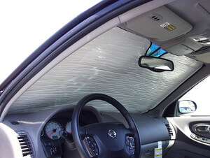 Heatshield Windshield Sun Shade for 2000 Nissan Maxima (interior view)
