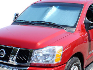 Heatshield Windshield Sun Shade for 2004-2015 Nissan Titan (exterior view)
