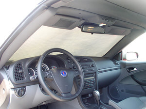 Heatshield Windshield Sun Shade for 2008 Saab 9-3 (interior view)