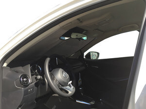 Heatshield Windshield Sun Shade for 2016 Scion iA (interior view)
