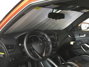 Heatshield Windshield Sun Shade for 2015 Hyundai Veloster (interior view)