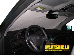 Heatshield Windshield Sun Shade for 2009 Acura MDX (interior view)