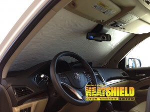 Heatshield Windshield Sun Shade for 2015 Acura MDX (interior view)