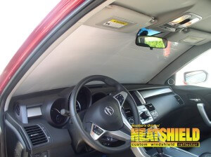 Heatshield Windshield Sun Shade for 2011 Acura RDX (interior view)