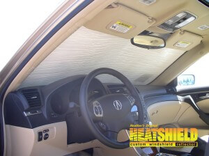 Heatshield Windshield Sun Shade for 2005 Acura TL (interior view)