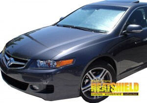 Heatshield Windshield Sun Shade for 2004, 2005, 2006, 2007, 2008 Acura TSX (exterior view)