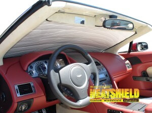 Heatshield Windshield Sun Shade for 2010 Aston Martin Vantage (interior view)