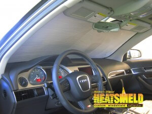 Heatshield Windshield Sun Shade for 2010 Audi A6 (interior view)