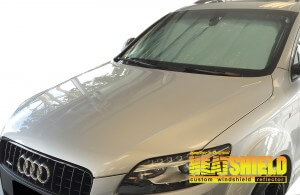 Heatshield Windshield Sun Shade for 2015, 2016 Audi Q7 (exterior view)