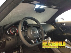 Heatshield Windshield Sun Shade for 2013 Audi R8 (interior view)