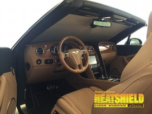 Heatshield Windshield Sun Shade for 2012 Bentley Continental GT (interior view)