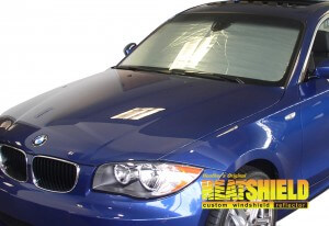 Heatshield Windshield Sun Shade for 2008, 2009, 2010, 2011, 2012, 2013 BMW 1-Series (E82) (exterior view)