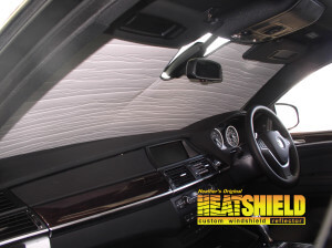 Heatshield Windshield Sun Shade for 2011 BMW X6 (interior view)