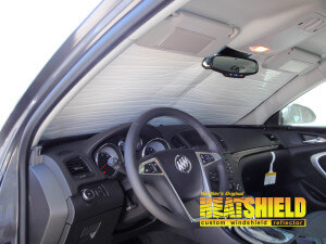 Heatshield Windshield Sun Shade for 2012 Buick Regal (interior view)