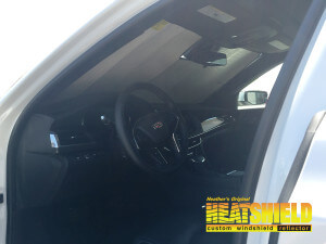 Heatshield Windshield Sun Shade for 2016 Cadillac CT6 (interior view)
