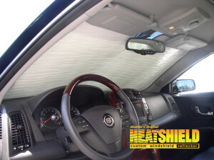 Heatshield Windshield Sun Shade for 2005 Cadillac CTS (interior view)
