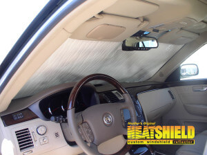 Heatshield Windshield Sun Shade for 2007 Cadillac DTS (interior view)