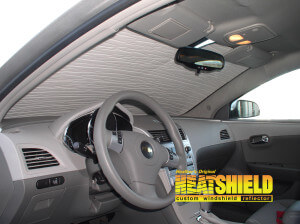Heatshield Windshield Sun Shade for 2009 Chevrolet Malibu (interior view)