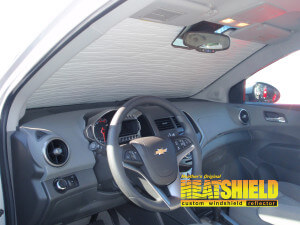 Heatshield Windshield Sun Shade for 2018 Chevrolet Sonic (interior view)