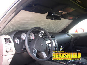 Heatshield Windshield Sun Shade for 2013 Dodge Challenger (interior view)