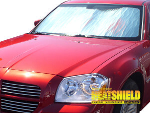 Heatshield Windshield Sun Shade for 2006, 2007, 2008, 2009, 2010 Dodge Charger (exterior view)