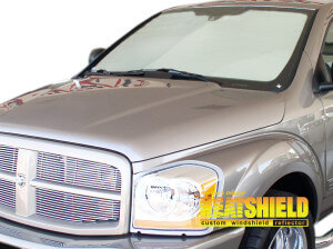 Heatshield Windshield Sun Shade for 2004, 2005, 2006, 2007, 2008, 2009 Dodge Durango (exterior view)