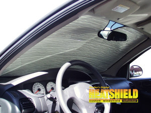 Heatshield Windshield Sun Shade for 2002 Dodge Neon (interior view)