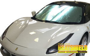 Heatshield Windshield Sun Shade for 2016, 2017, 2018, 2019 Ferrari 488 (exterior view)