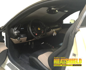 Heatshield Windshield Sun Shade for 2017 Ferrari 488 (interior view)