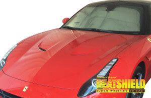 Heatshield Windshield Sun Shade for 2009, 2010, 2011, 2012, 2013, 2014 Ferrari California (exterior view)