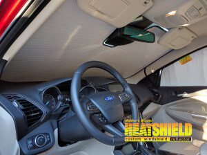 Heatshield Windshield Sun Shade for 2017 Ford Escape (interior view)
