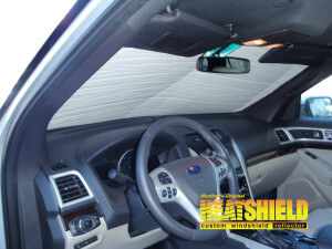 Heatshield Windshield Sun Shade for 2015 Ford Explorer (interior view)