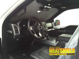 Heatshield Windshield Sun Shade for 2018 Ford F-150 (interior view)