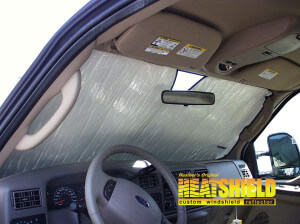 Heatshield Windshield Sun Shade for 2002 Ford F-350 (interior view)