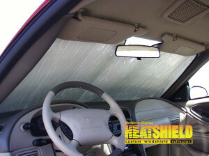 Heatshield Windshield Sun Shade for 2002 Ford Mustang (interior view)