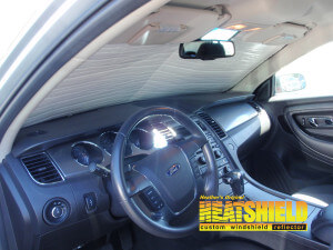 Heatshield Windshield Sun Shade for 2011 Ford Taurus (interior view)