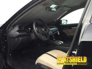 Heatshield Windshield Sun Shade for 2017 Honda Civic (interior view)