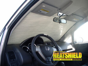 Heatshield Windshield Sun Shade for 2008 Honda Fit (interior view)