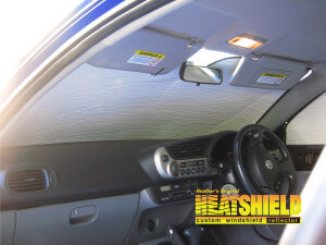 Heatshield Windshield Sun Shade for 2000 Honda Insight (interior view)