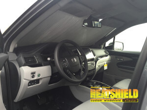 Heatshield Windshield Sun Shade for 2016 Honda Pilot (interior view)
