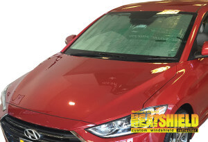 Heatshield Windshield Sun Shade for 2017, 2018, 2019, 2020 Hyundai Elantra (exterior view)