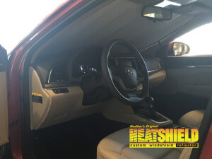 Heatshield Windshield Sun Shade for 2017 Hyundai Elantra (interior view)
