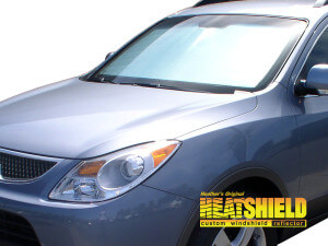 Heatshield Windshield Sun Shade for 2007, 2008, 2009, 2010, 2011, 2012 Hyundai Veracruz (exterior view)