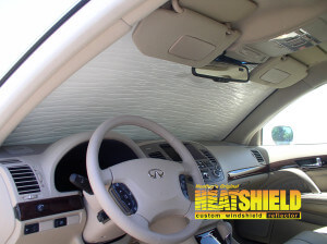 Heatshield Windshield Sun Shade for 2006 Infiniti M35 (interior view)