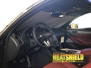 Heatshield Windshield Sun Shade for 2017 Infiniti Q60 (interior view)
